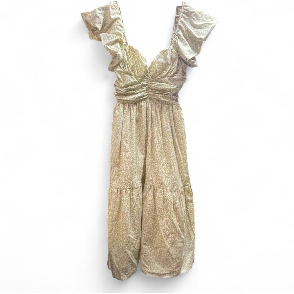 Tuckernuck Hyacinth House‎ Yellow Green Floral Cottagecore Midi Dress XXS - flaw - Picture 2 of 13